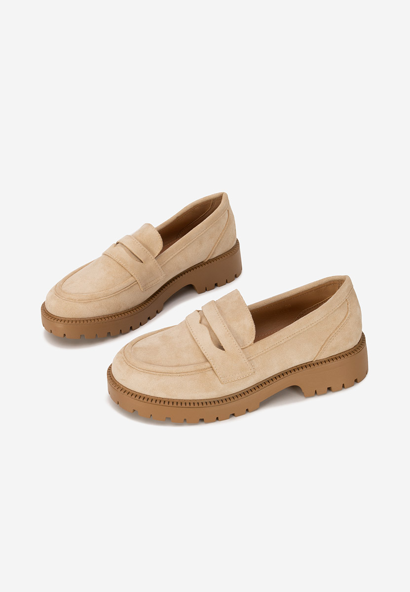 Beżowe loafers damskie Senilia