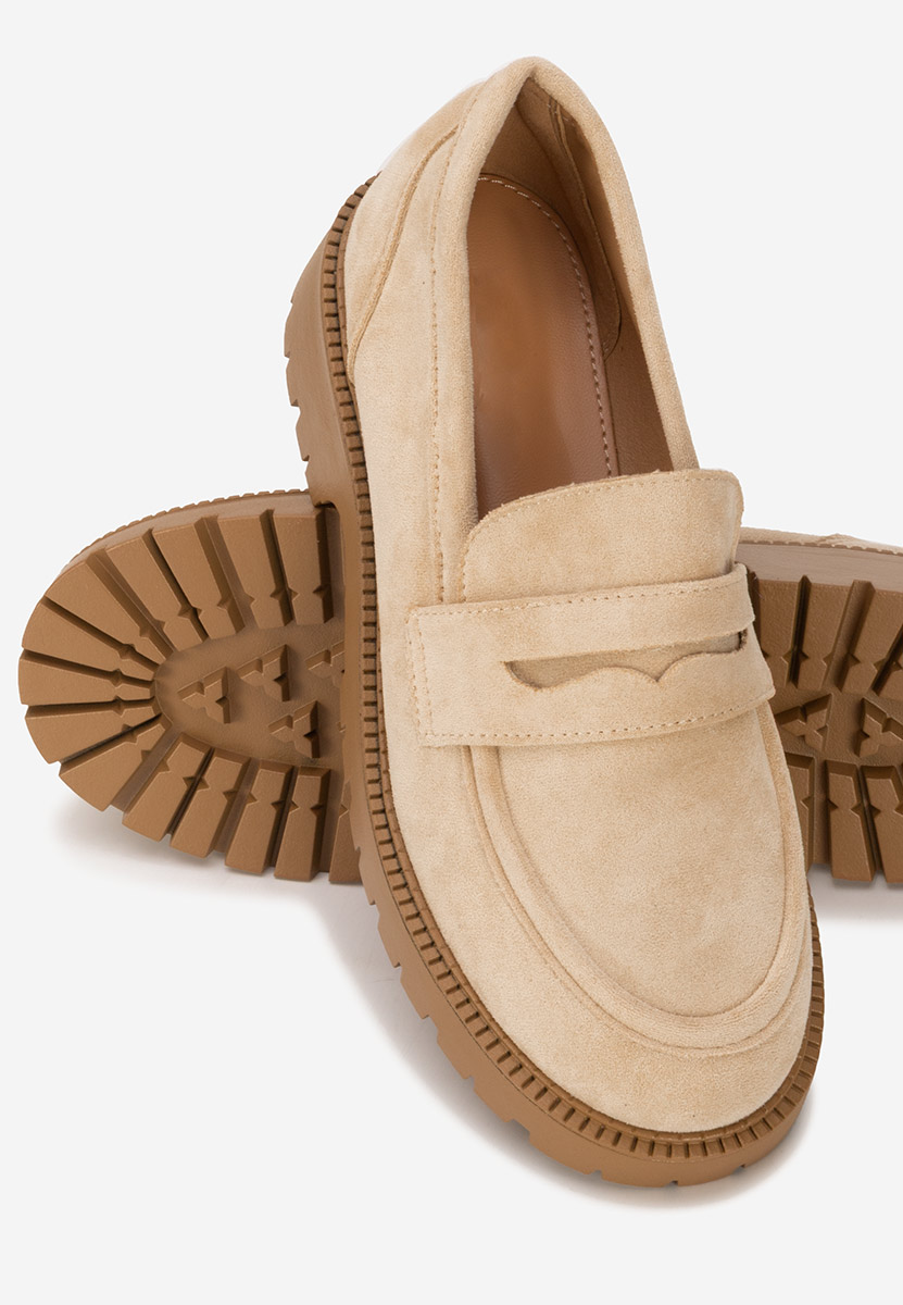 Beżowe loafers damskie Senilia