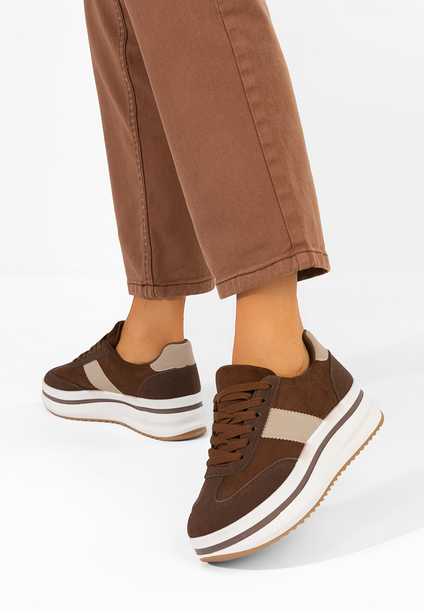 Brązowe sneakersy na platformie Zashia