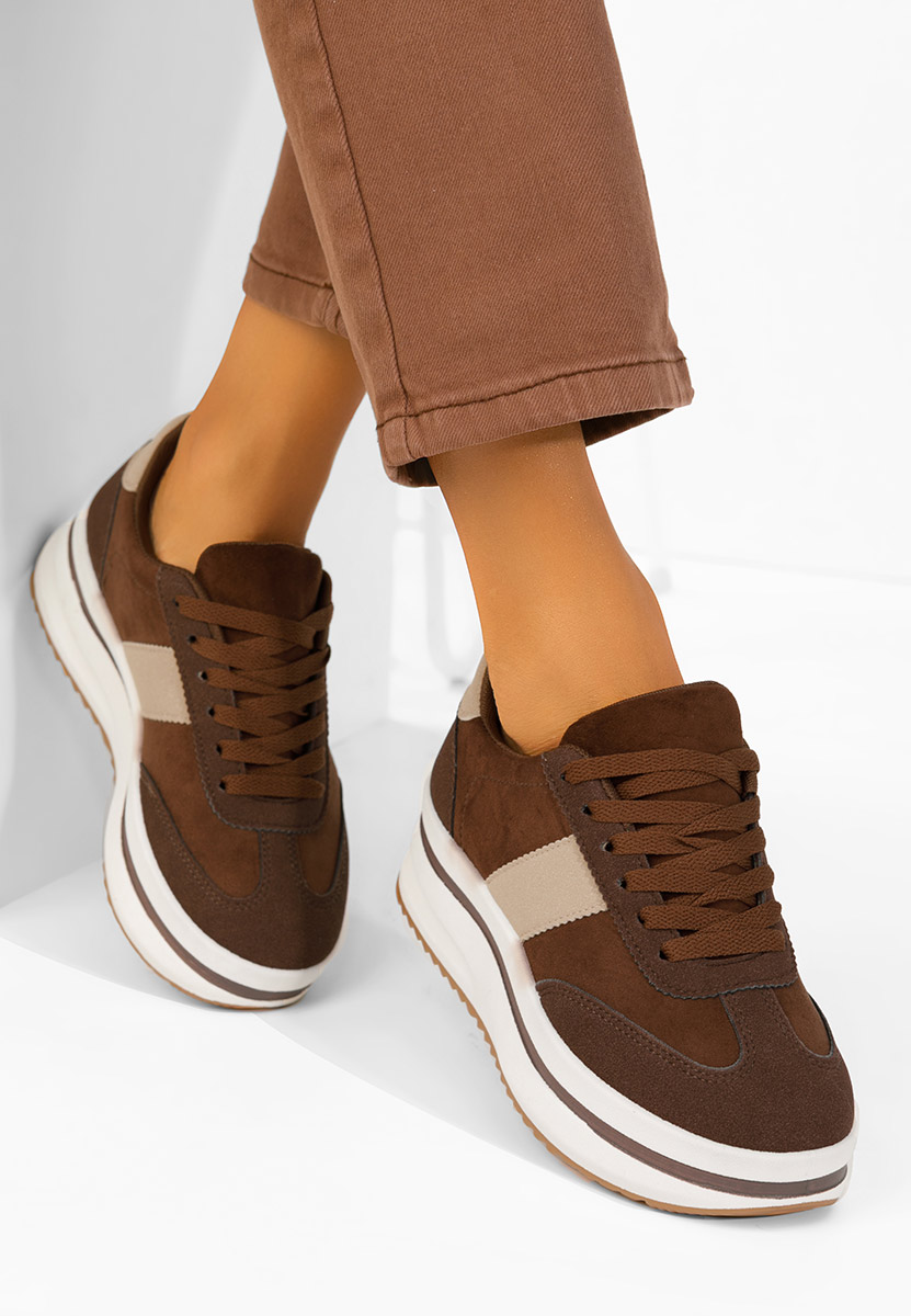 Brązowe sneakersy na platformie Zashia