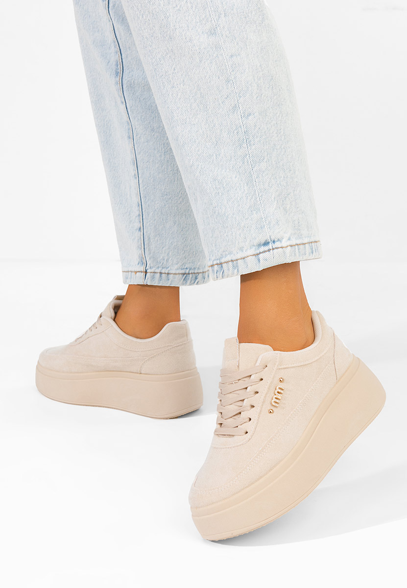 Beżowe sneakersy na platformie Misheya