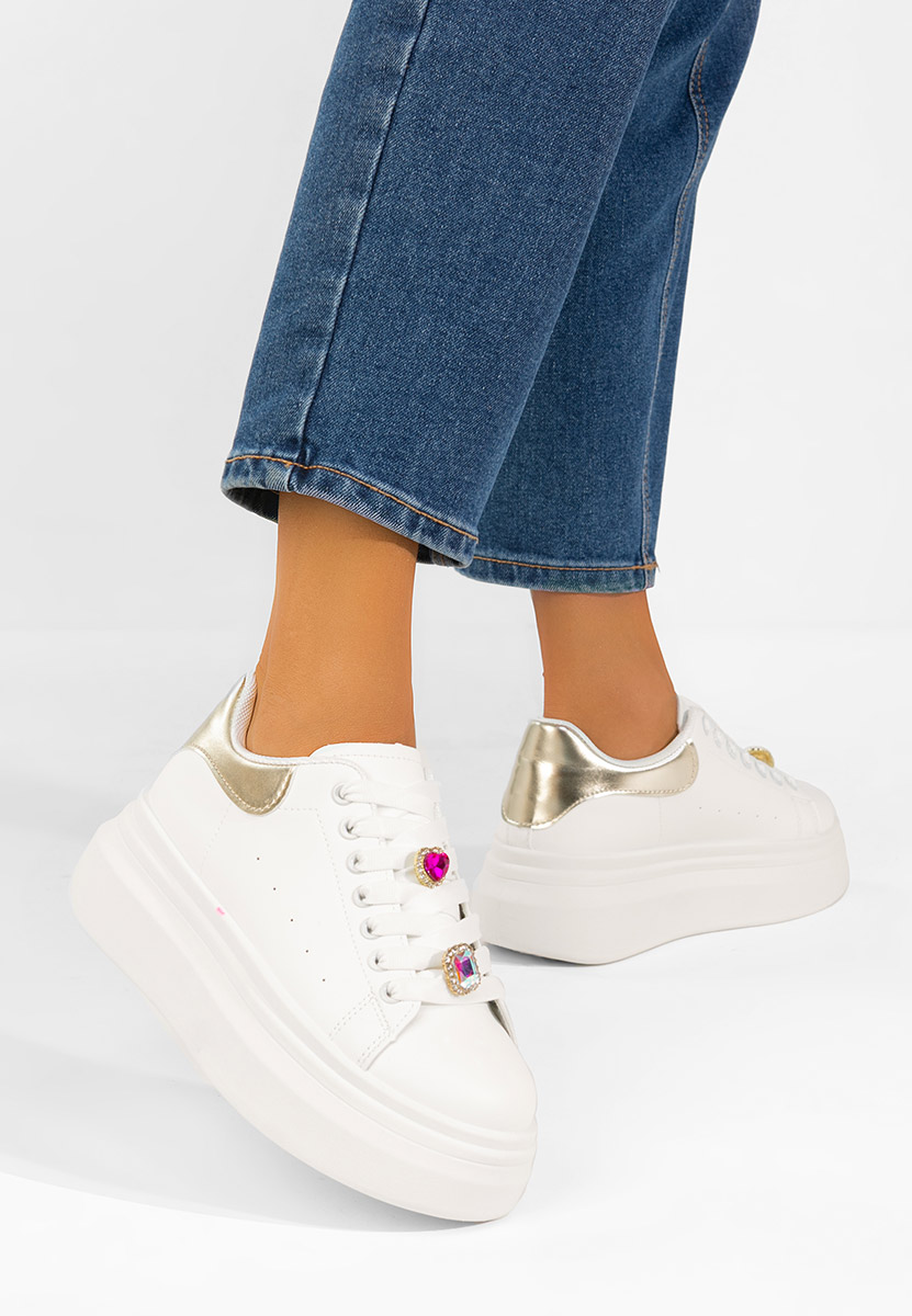 Białe sneakersy na platformie Delaina V3