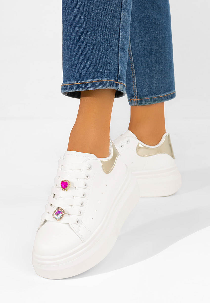 Białe sneakersy na platformie Delaina V3