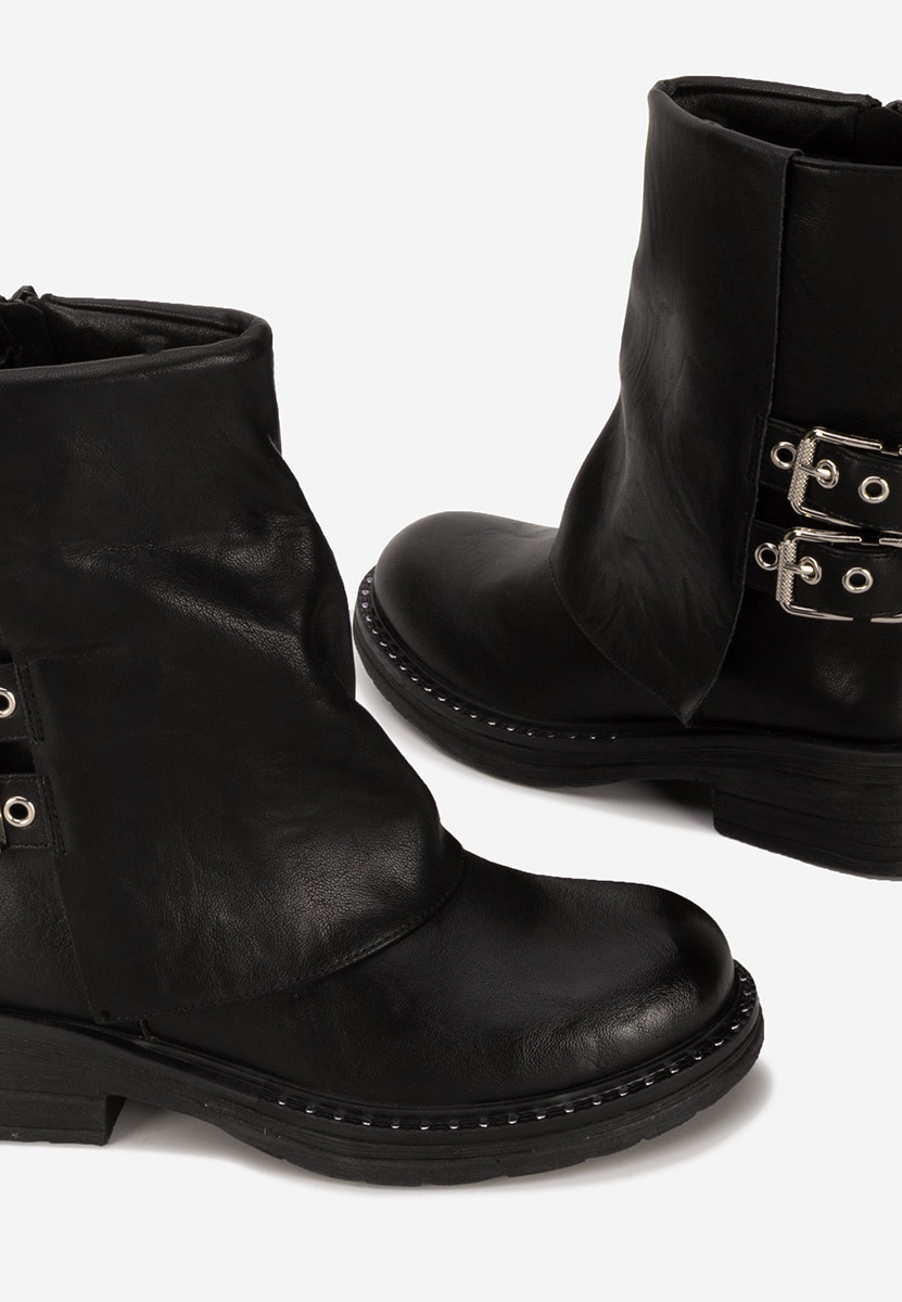 Czarne botki płaskie Inalte Clariella
