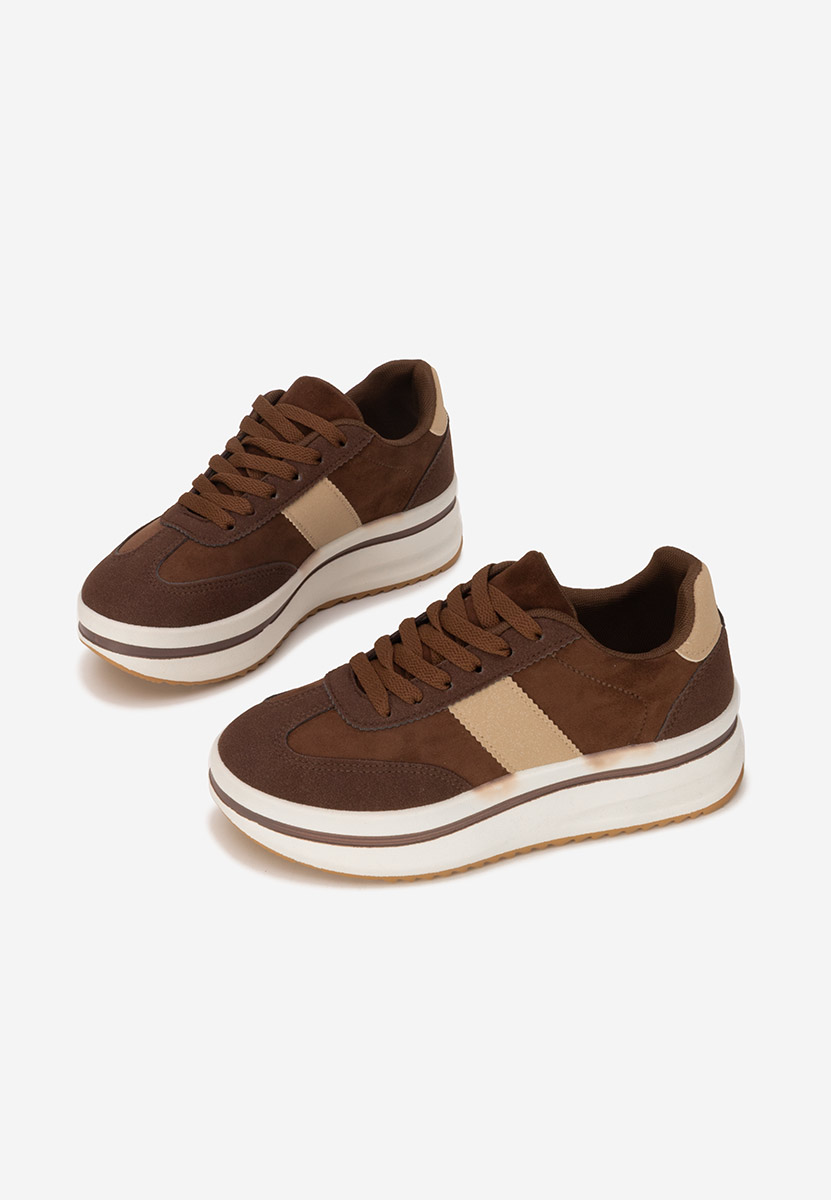 Brązowe sneakersy na platformie Zashia