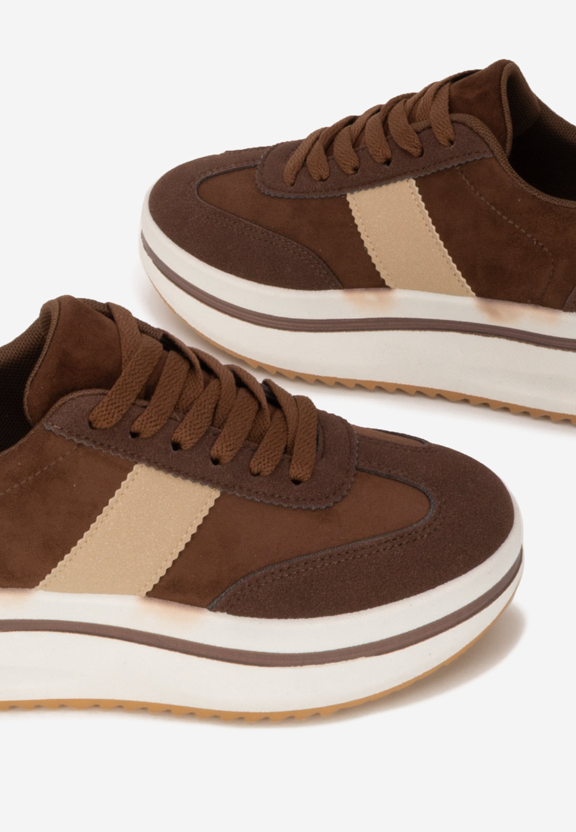 Brązowe sneakersy na platformie Zashia