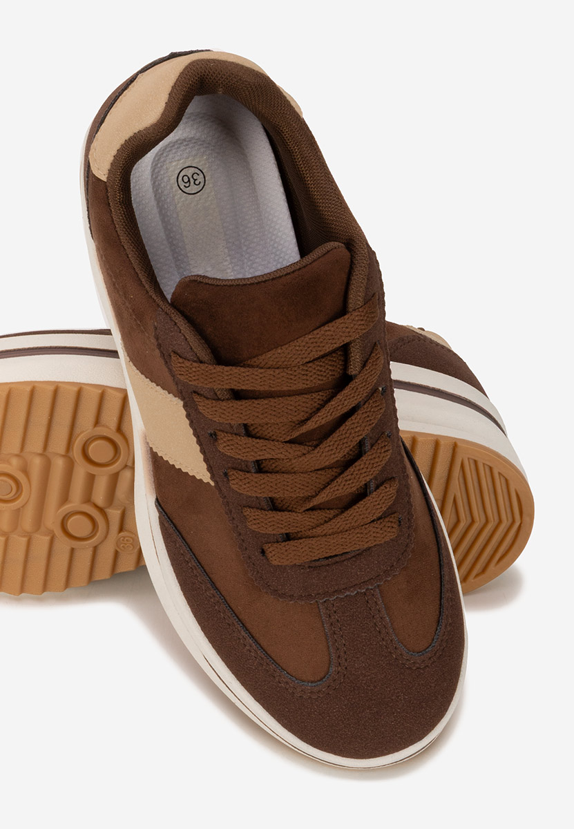 Brązowe sneakersy na platformie Zashia