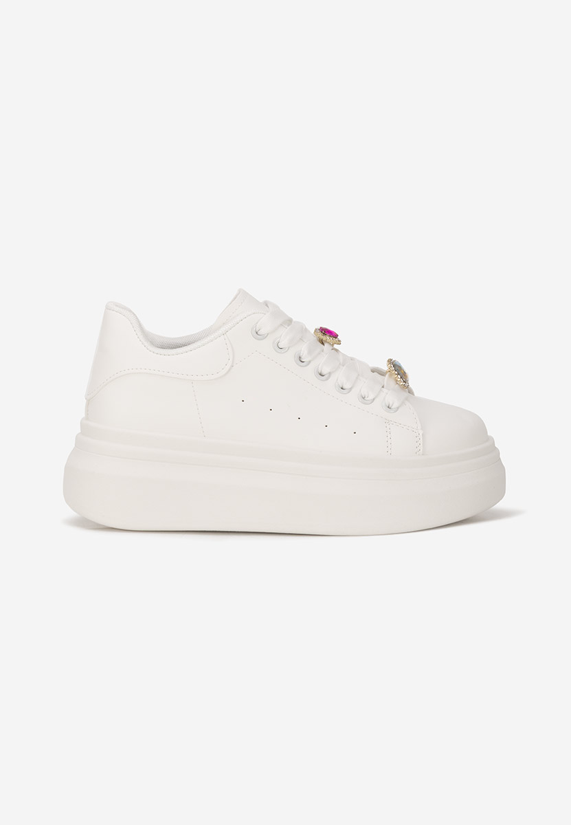 Białe sneakersy na platformie Delaina