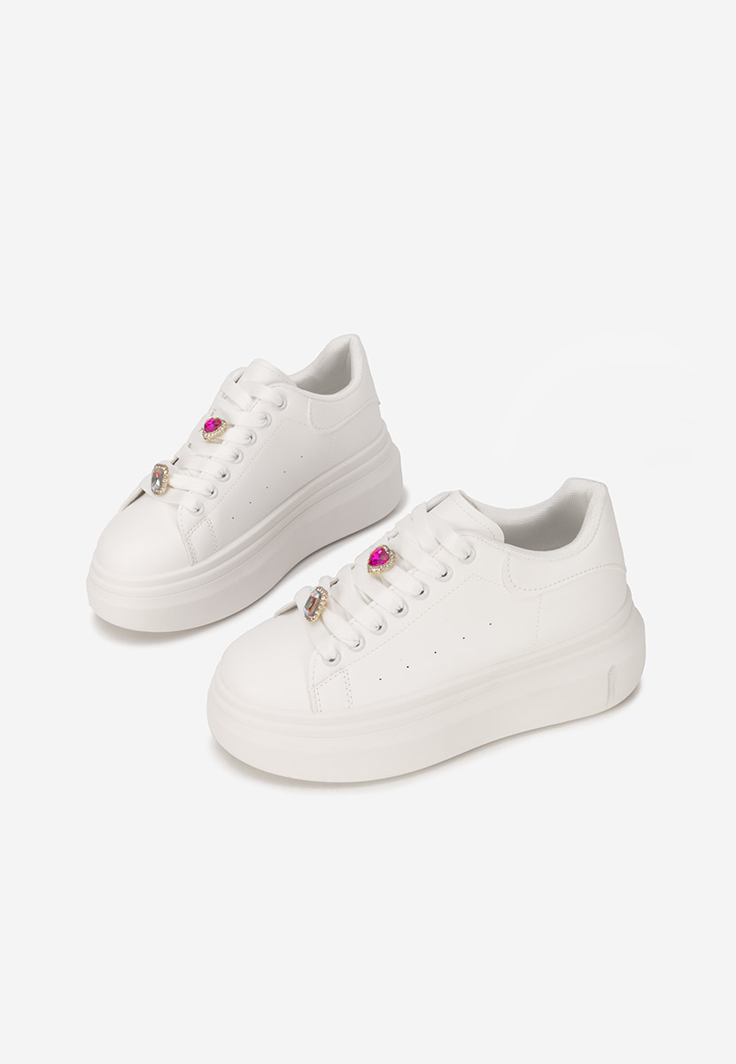 Białe sneakersy na platformie Delaina