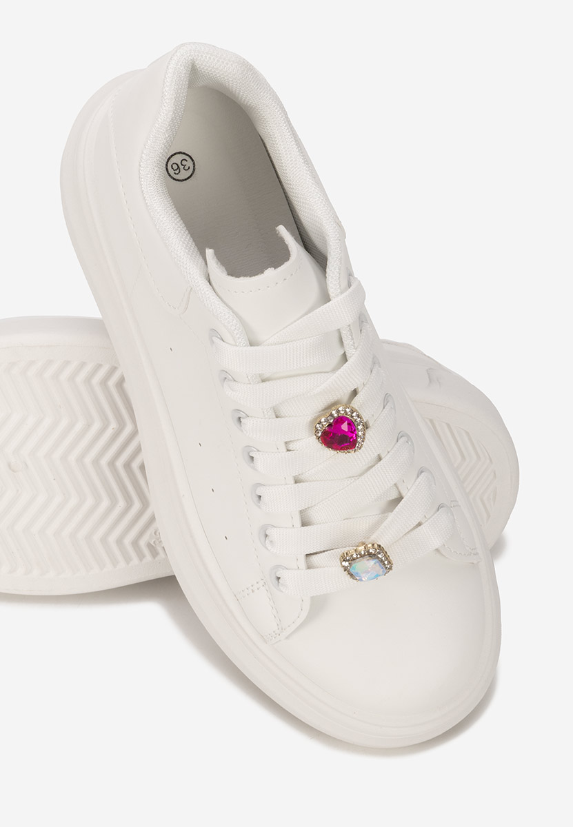 Białe sneakersy na platformie Delaina
