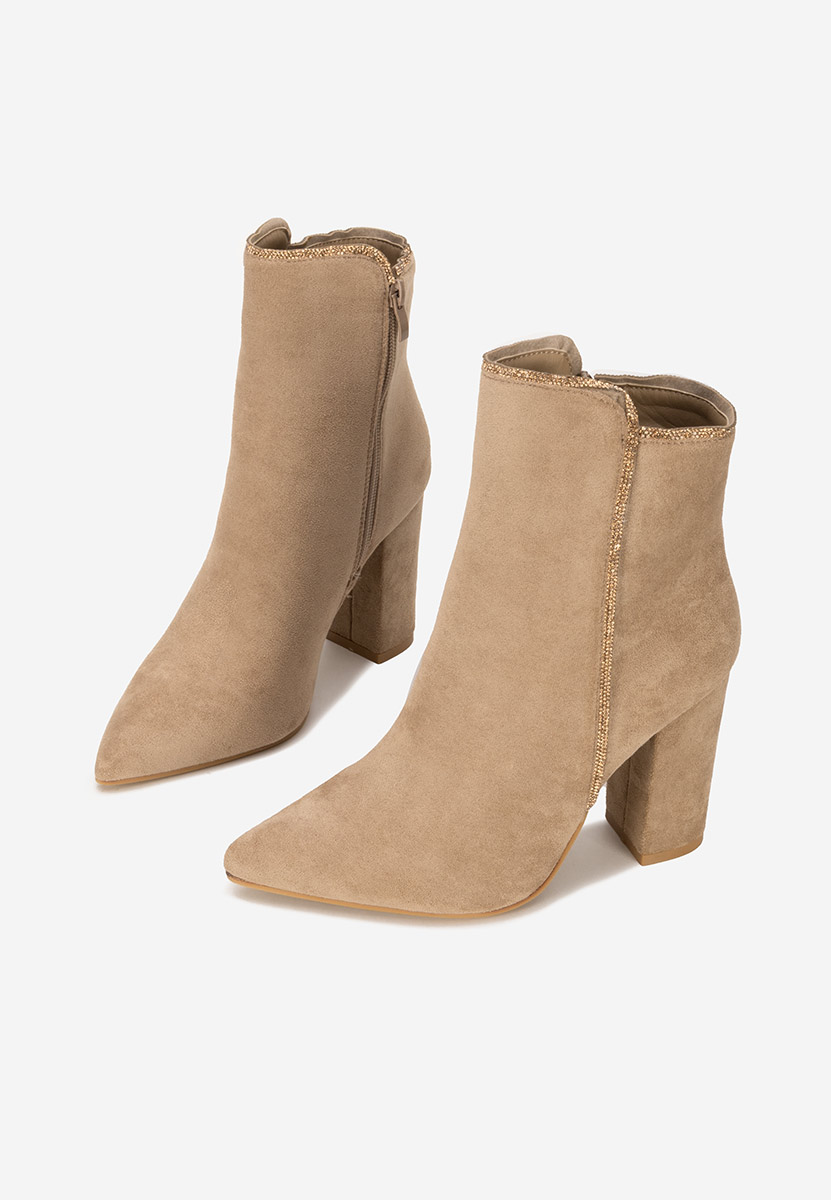 Khaki botki na obcasie Sellenya