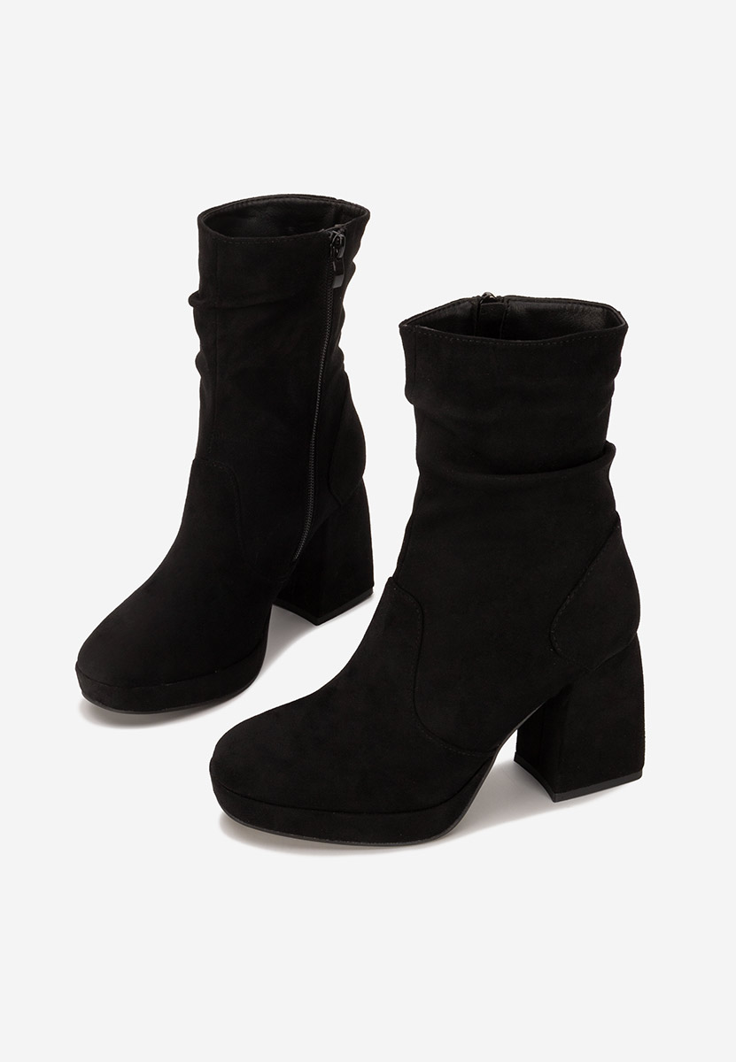 Czarne kozaki na obcasie Anellise