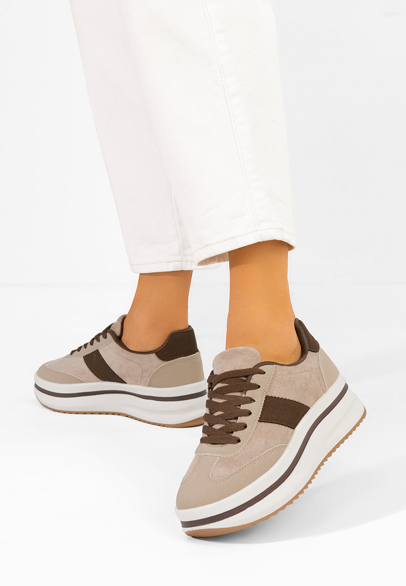 Beżowe sneakersy na platformie Zashia