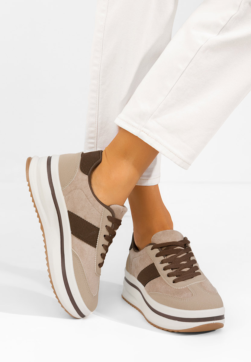 Beżowe sneakersy na platformie Zashia