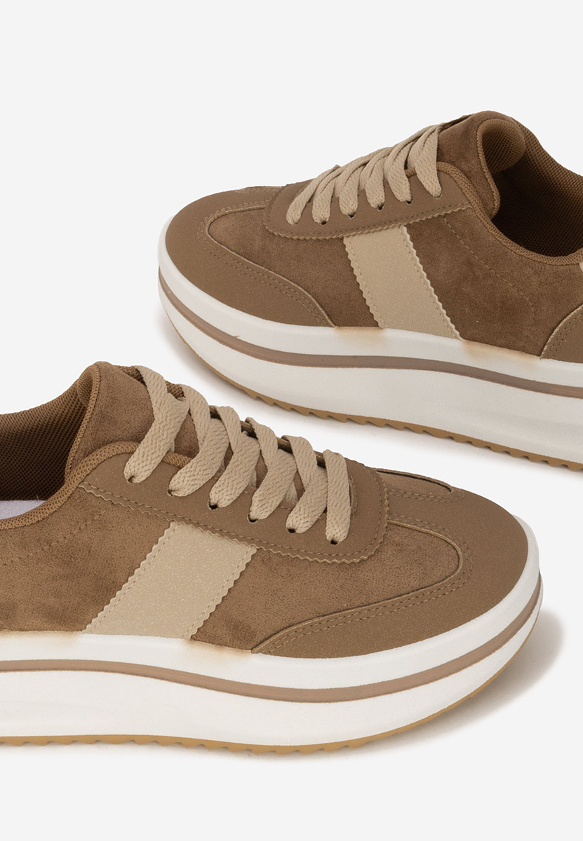 Khaki sneakersy na platformie Zashia