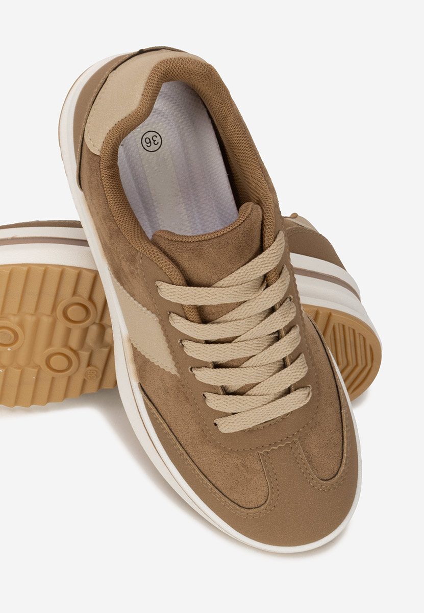 Khaki sneakersy na platformie Zashia