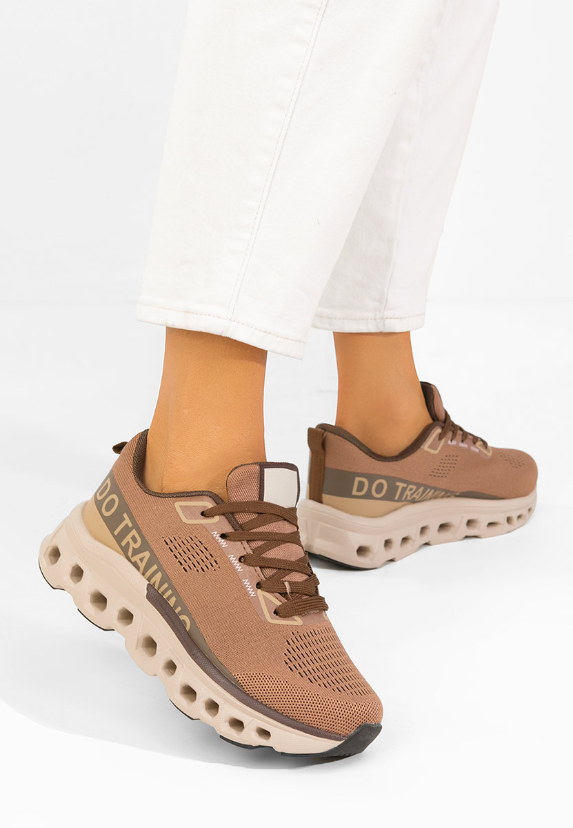 Brązowe sneakersy na platformie Turinia