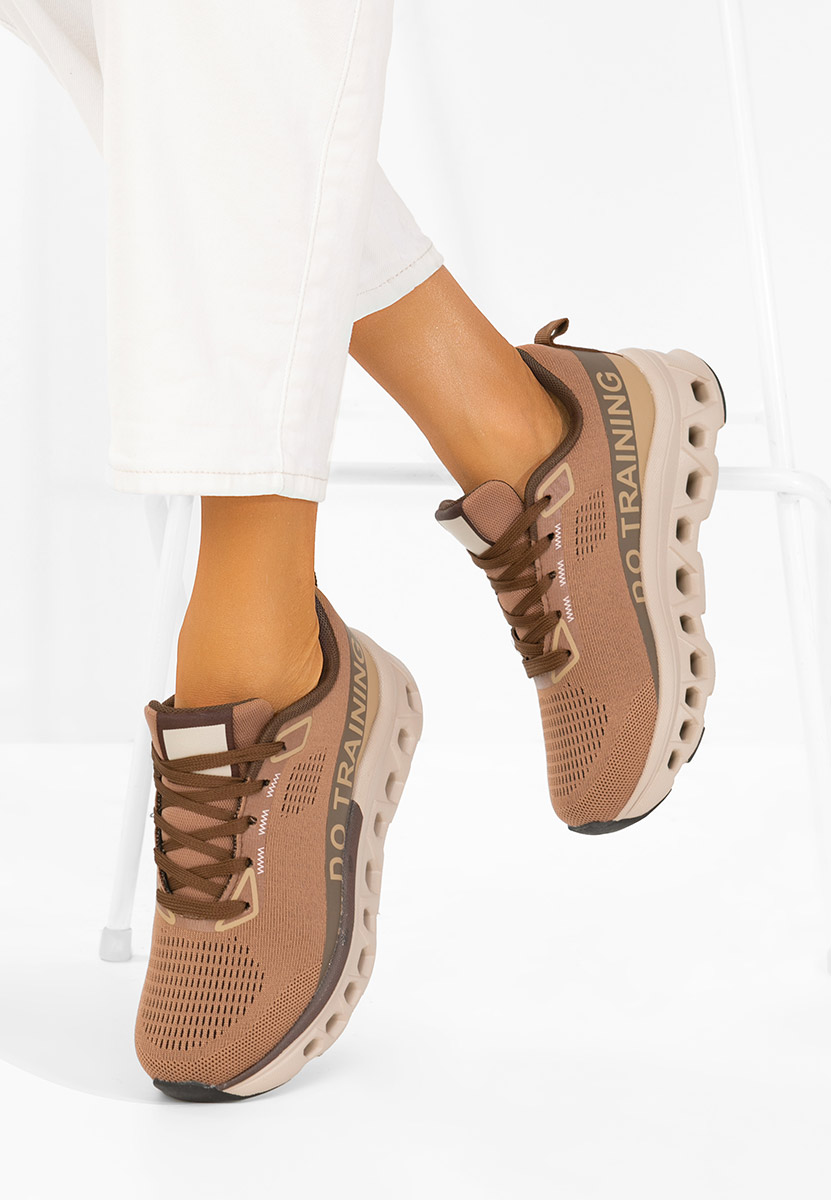Brązowe sneakersy na platformie Turinia