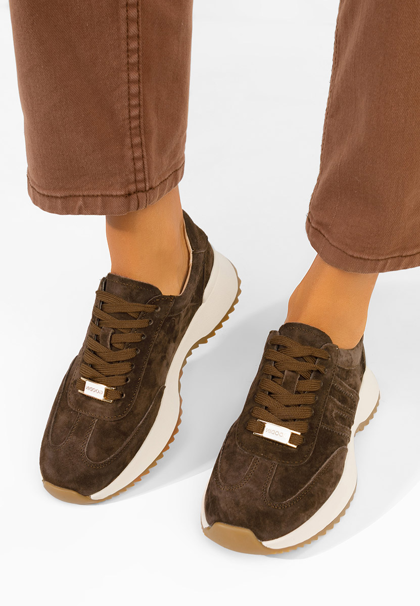 Brązowe sneakersy damskie Sevrona