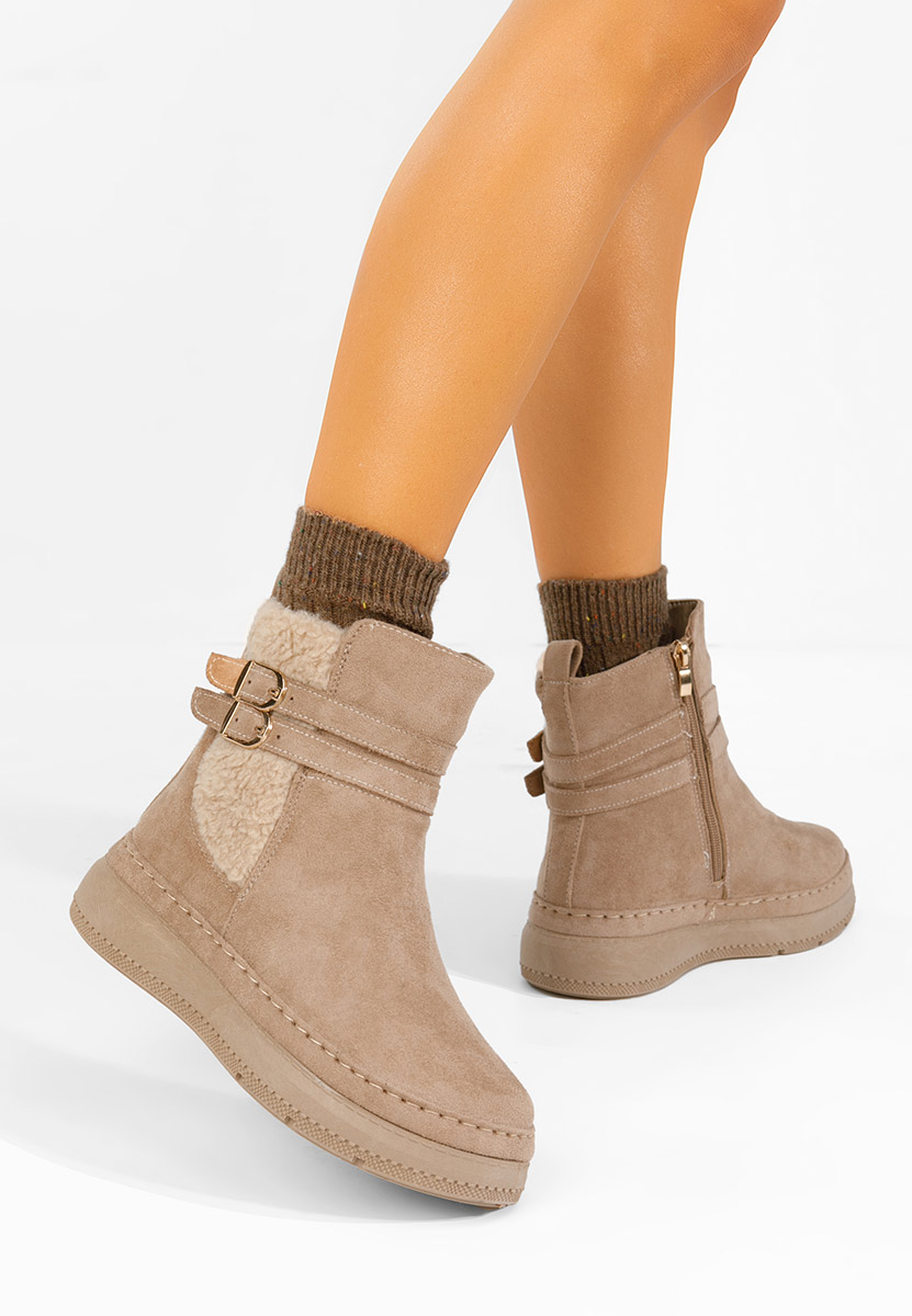 Khaki kozaki damskie Monroa