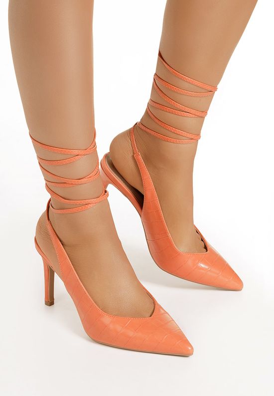 Pomarańczowe czółenka bez pięt Laila, Rozmiary: 38 - zapatos