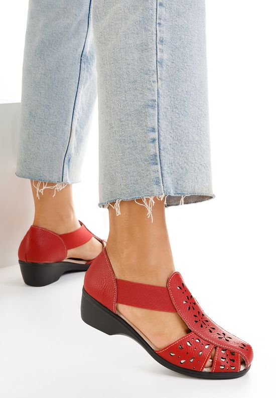 Czerwone sandały na niskim słupku Melona, Rozmiary: 37 - zapatos