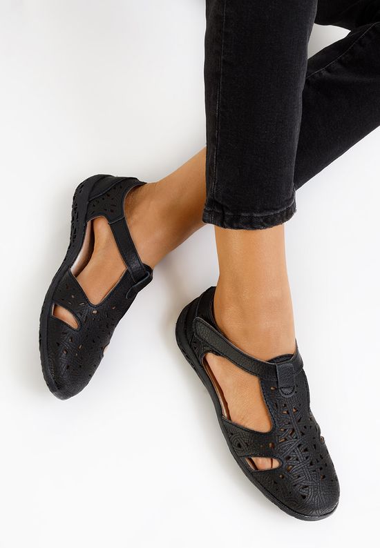 Czarne balerinki skórzane Naturala Mihely, Rozmiary: 38 - zapatos