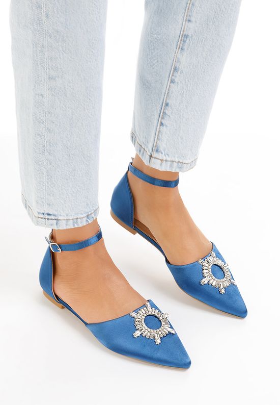 Niebieskie baleriny w szpic Laidia, Rozmiary: 37 - zapatos