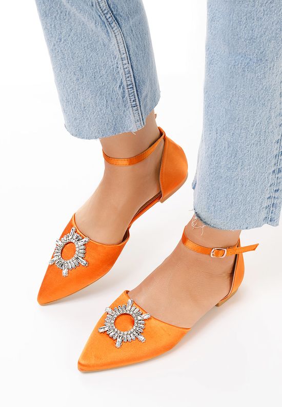 Pomarańczowe baleriny z paskiem Laidia, Rozmiary: 36 - zapatos