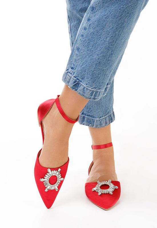 Czerwone baleriny w szpic Laidia, Rozmiary: 36 - zapatos
