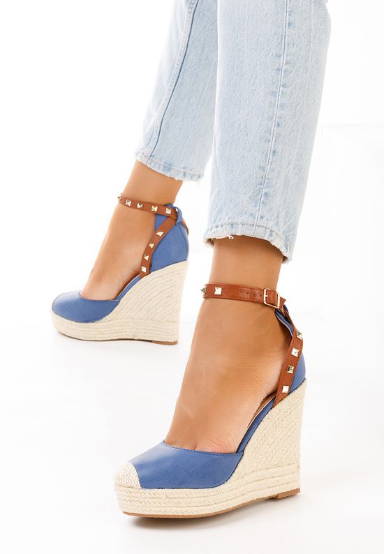 Niebieskie sandały na koturnie Riviella, Rozmiary: 41 - zapatos