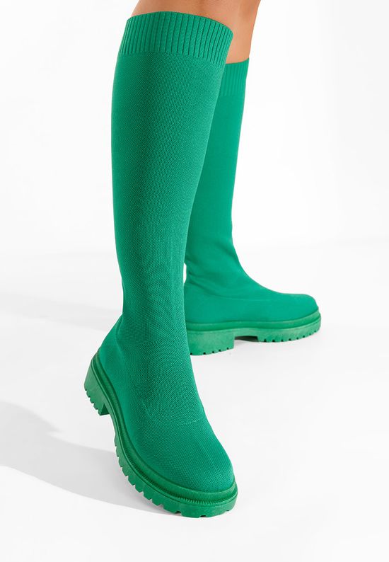 Zielone kozaki z elastyczną cholewką Olvera, Rozmiary: 38 - zapatos