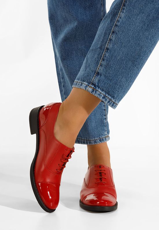 Czerwone oxfordy damskie Genave V2, Rozmiary: 38 - zapatos