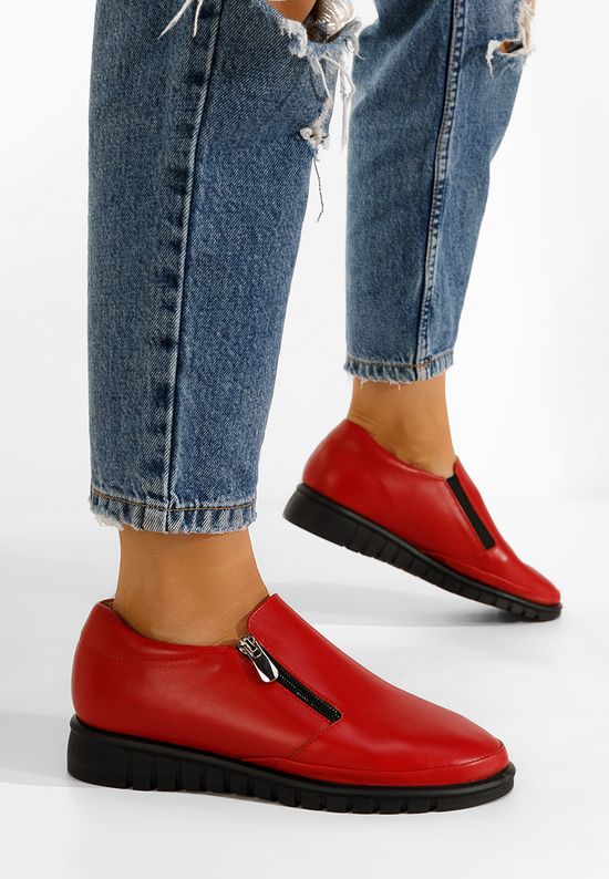 Czerwone półbuty damskie skórzane Vichy, Rozmiary: 39 - zapatos