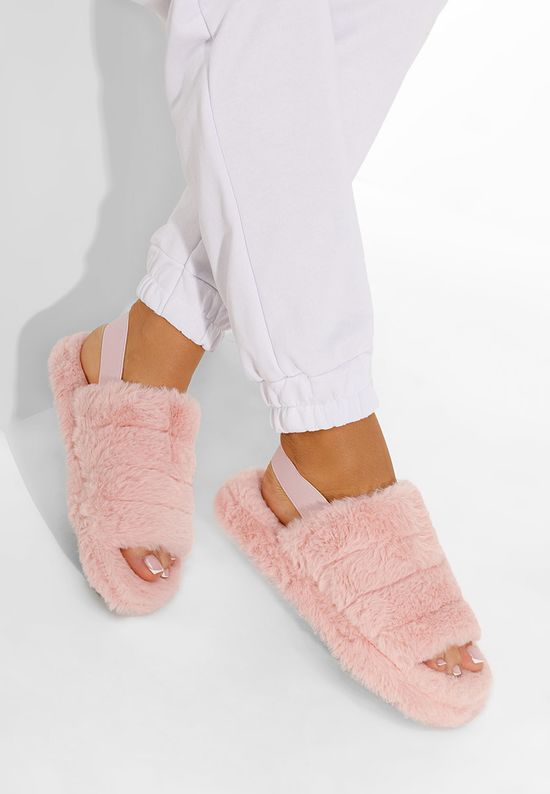 Różowe klapki z futerkiem Quenta, Rozmiary: 36 - zapatos