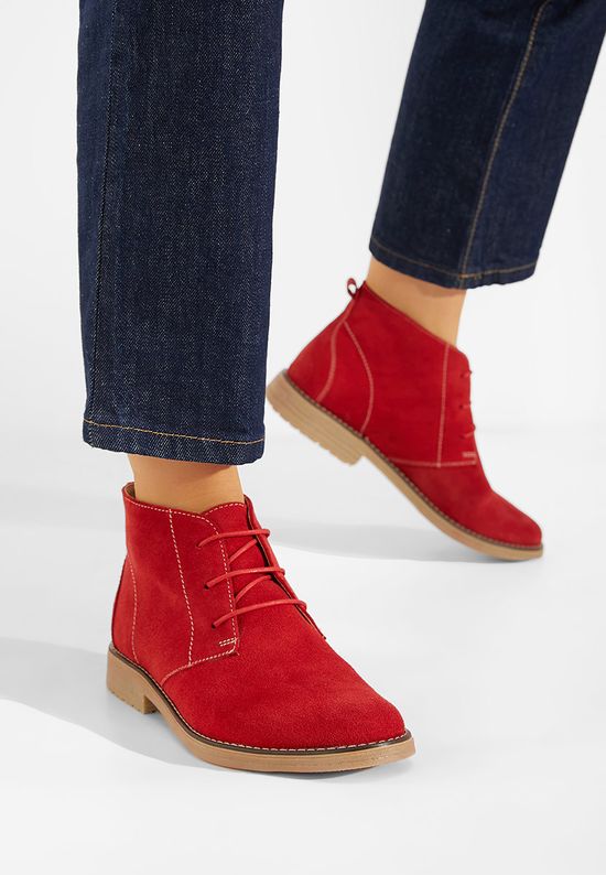 Czerwone botki zamszowe damskie Kalisa V5, Rozmiary: 36 - zapatos