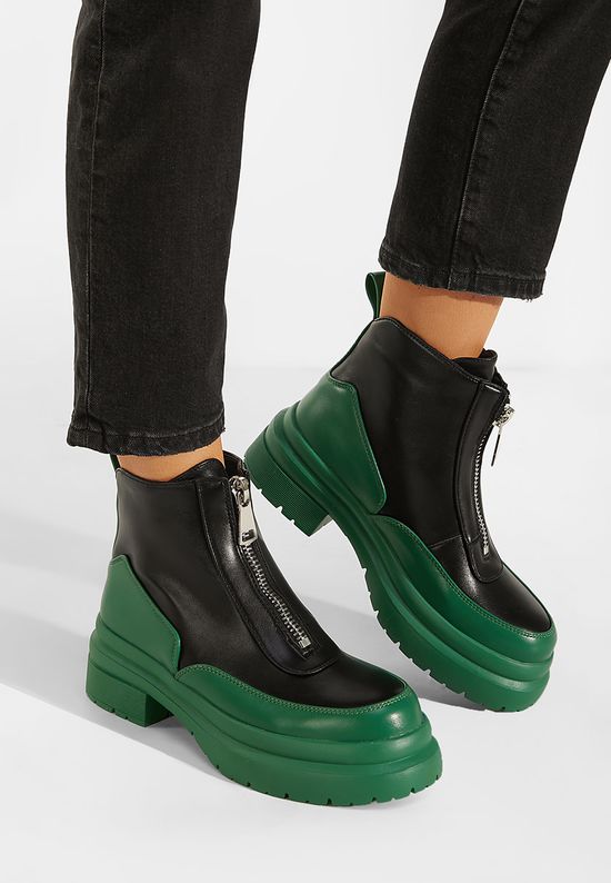 Zielone botki płaskie Santina, Rozmiary: 36 - zapatos