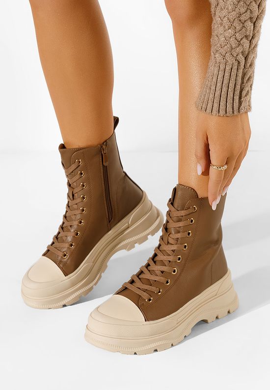 Brązowe zimowe sneakersy damskie Bolonia, Rozmiary: 38 - zapatos