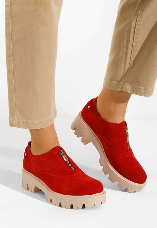 Czerwone półbuty damskie skórzane Brindisi V2, Rozmiary: 36 - zapatos