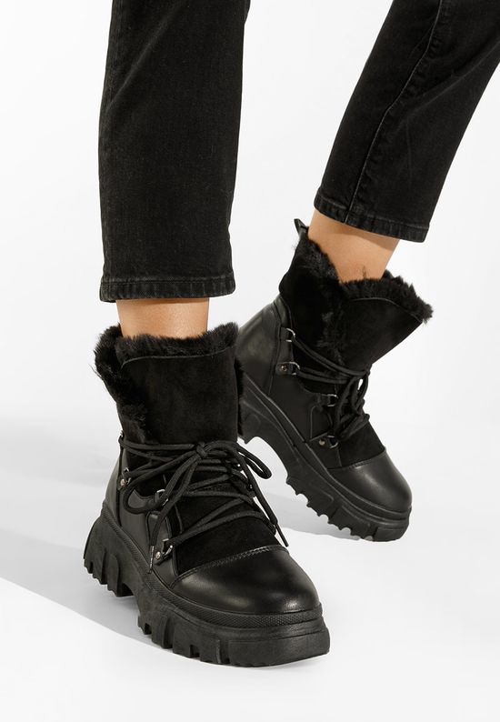 Czarne botki damskie ocieplane Fralesia, Rozmiary: 38 - zapatos