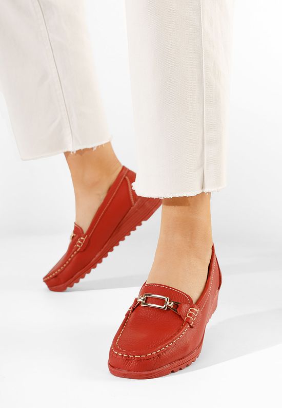 Czerwone mokasyny damskie skórzane Fahima, Rozmiary: 37 - zapatos