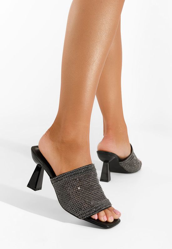 Czarne klapki damskie eleganckie Azelia, Rozmiary: 40 - zapatos