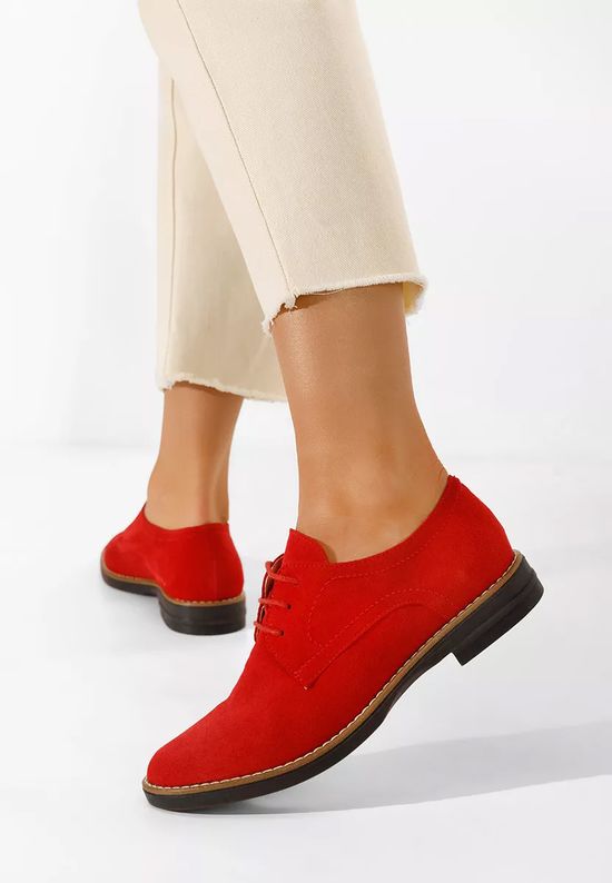 Czerwone oxfordy damskie skórzane Otivera V2, Rozmiary: 37 - zapatos