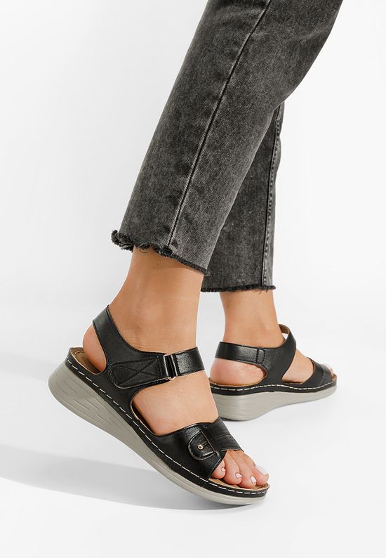 Czarne sandały płaski Delaney, Rozmiary: 37 - zapatos