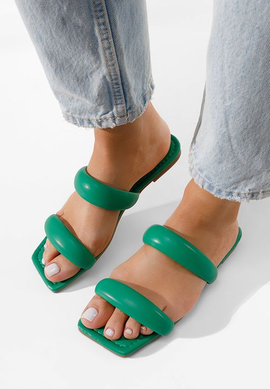 Zielone klapki płaskie Aymani, Rozmiary: 41 - zapatos
