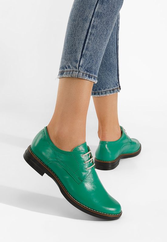Zielone oxfordy damskie skórzane Otivera, Rozmiary: 41 - zapatos