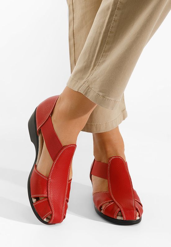 Czerwone sandały damskie skórzane Melona V3, Rozmiary: 40 - zapatos