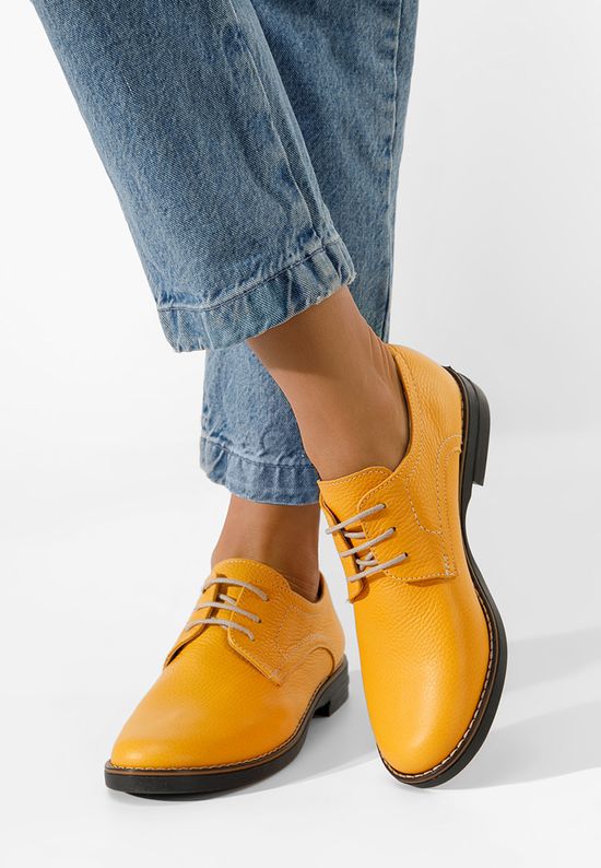 Żółte oxfordy damskie skórzane Otivera, Rozmiary: 36 - zapatos