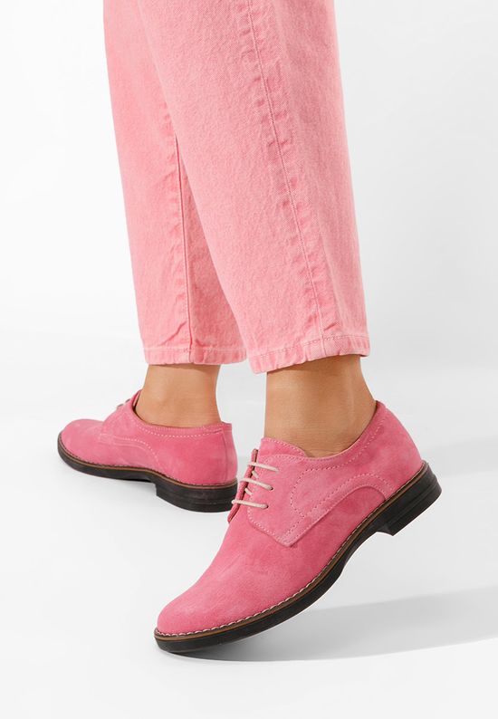 Różowe oxfordy damskie skórzane Otivera V2, Rozmiary: 35 - zapatos