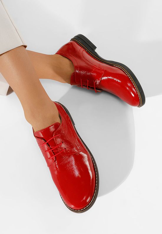 Czerwone oxfordy damskie skórzane Otivera V3, Rozmiary: 39 - zapatos